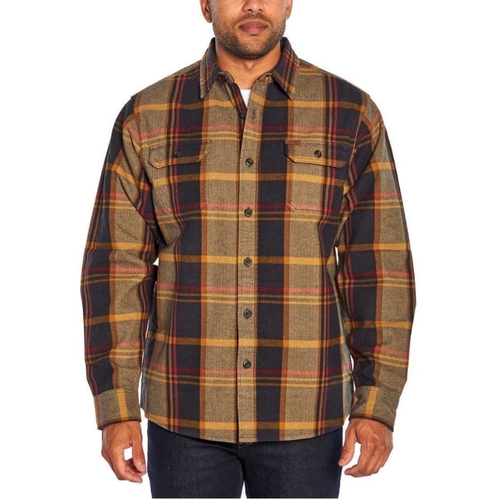 Orvis Mens Plaid Button-Up flannel Shirt